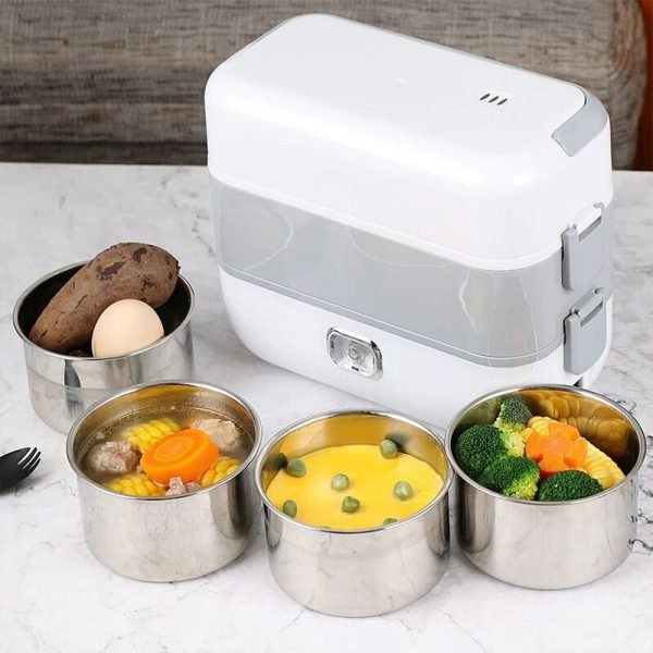 Lunch Box Électrique Multifonction – Double Couche 2L (Cuisson & Réchauffage)