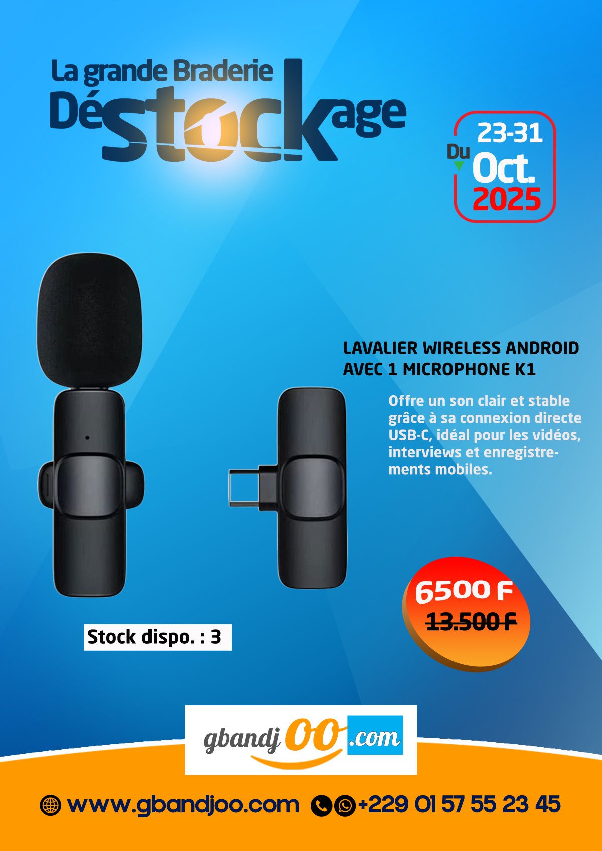 LAVALIER WIRELESS ANDROID AVEC 1 MICROPHONE K1