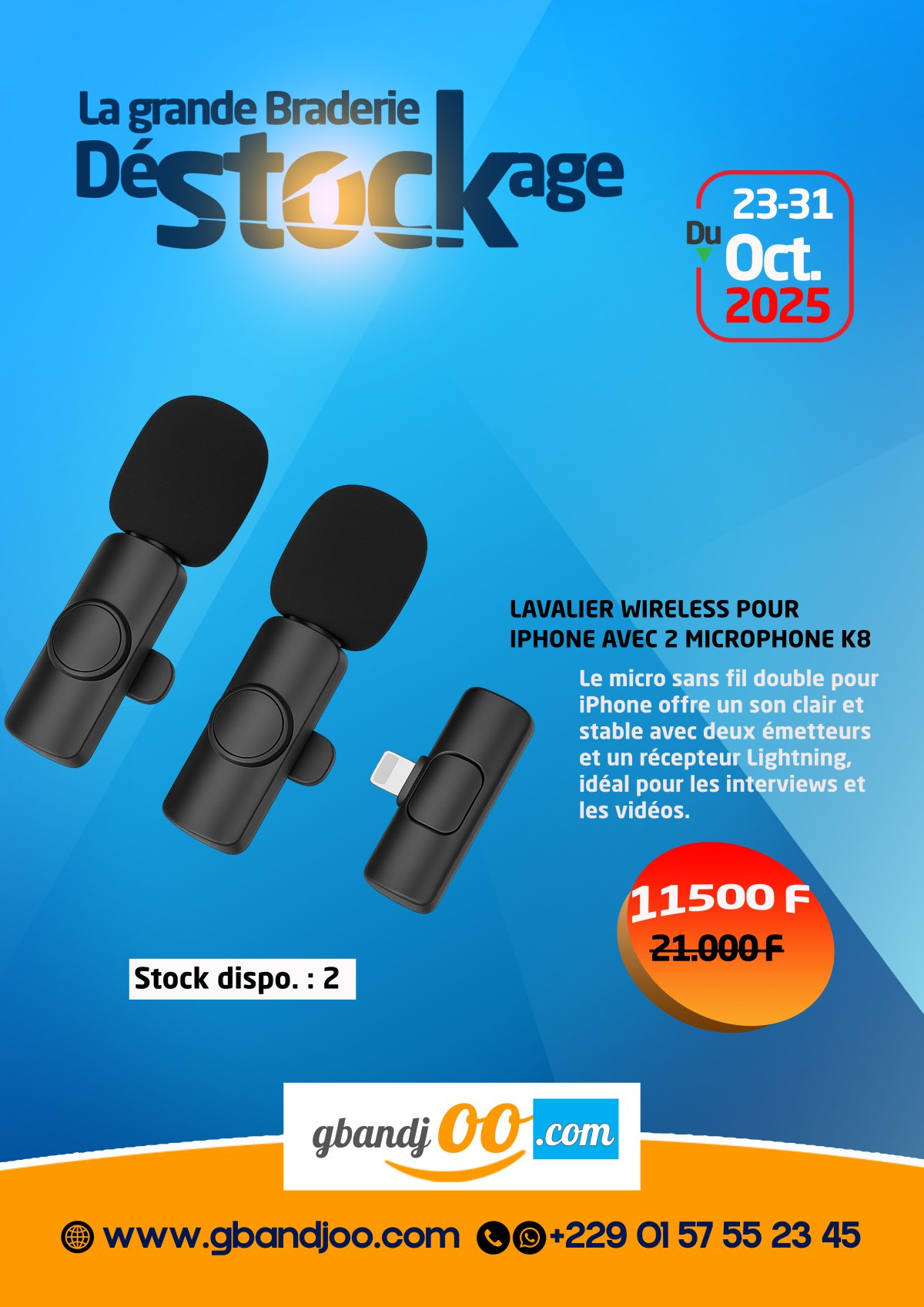 LAVALIER WIRELESS POUR IPHONE AVEC 2 MICROPHONES K8