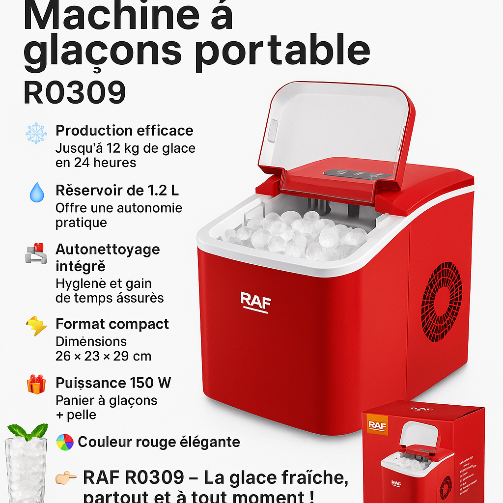 Machine à glaçons portable RAF R0309 – 150 W – 12 kg/24 h